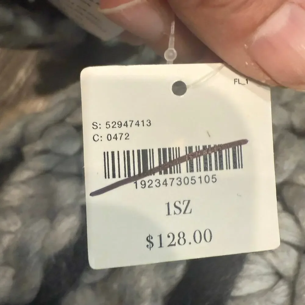 Anthropologie Gray Penny Chunky Knit Throw Blanket NWT